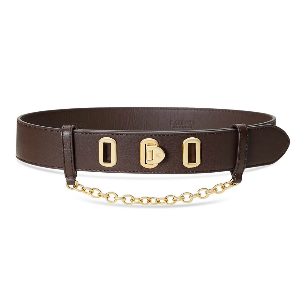 Ralph Lauren Flip-Lock Leather Wide Belt